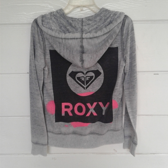 Roxy Gray Sweatshirt Hoodie Full Zipper Small - Picture 5 of 8